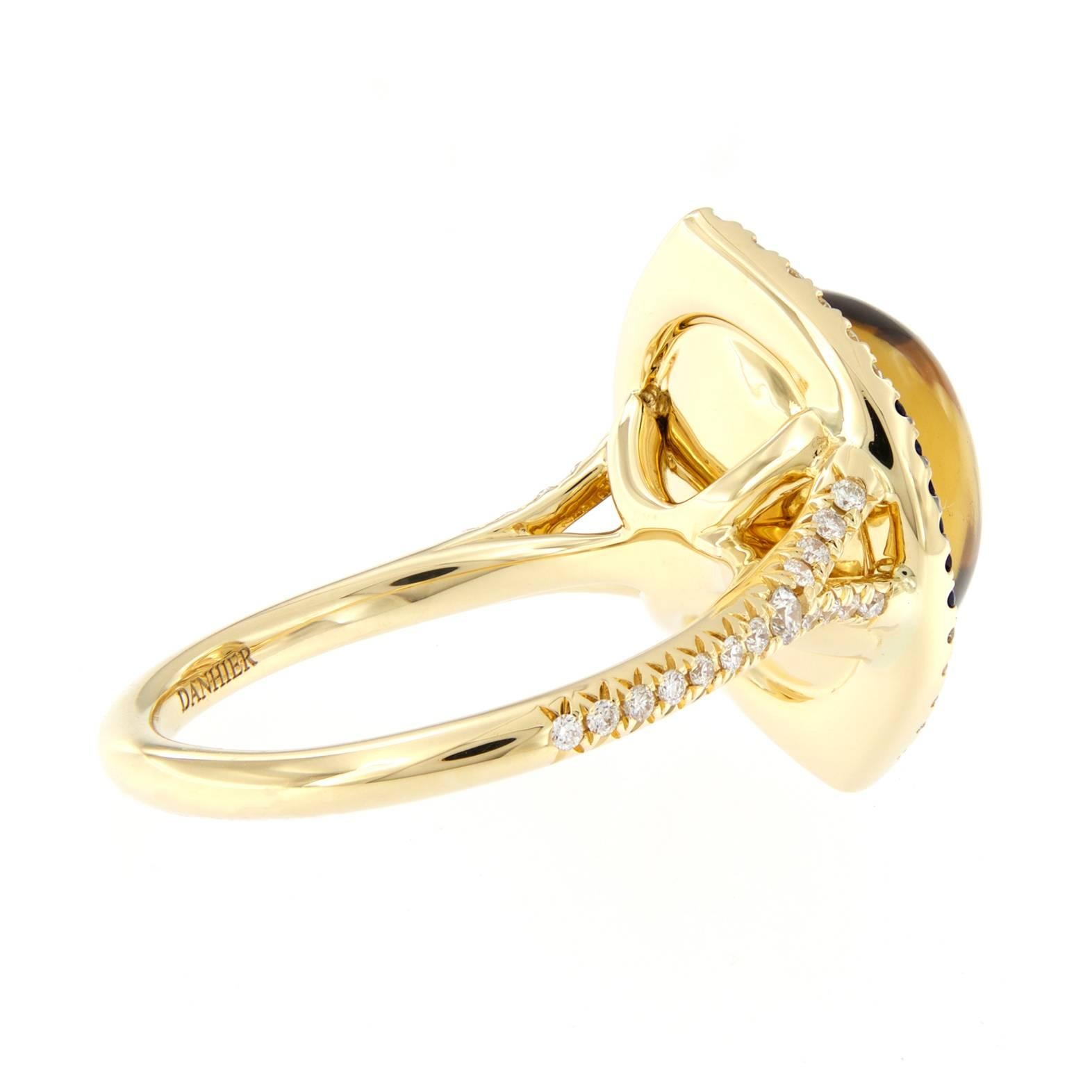Round Cut Christophe Danhier Citrine Sapphire & Diamond Yellow Gold Ring
