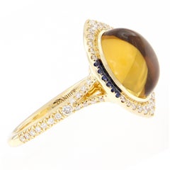 Christophe Danhier Citrine Sapphire & Diamond Yellow Gold Ring