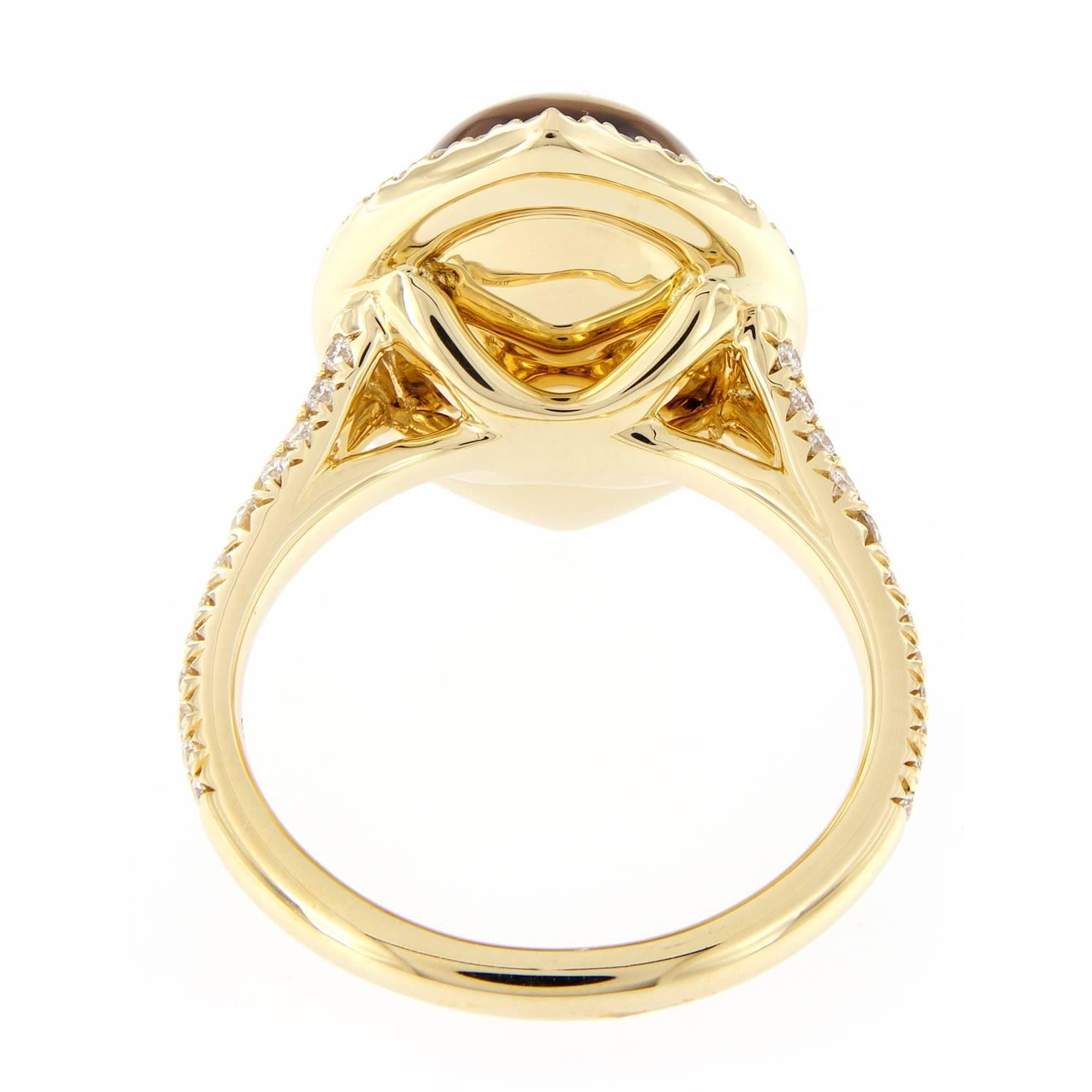 Christophe Danhier Citrine Sapphire & Diamond Yellow Gold Ring In New Condition For Sale In Troy, MI