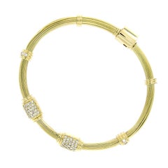 Elephant Hair Style heavy 18 Karat Yellow Gold & Diamond Bracelet