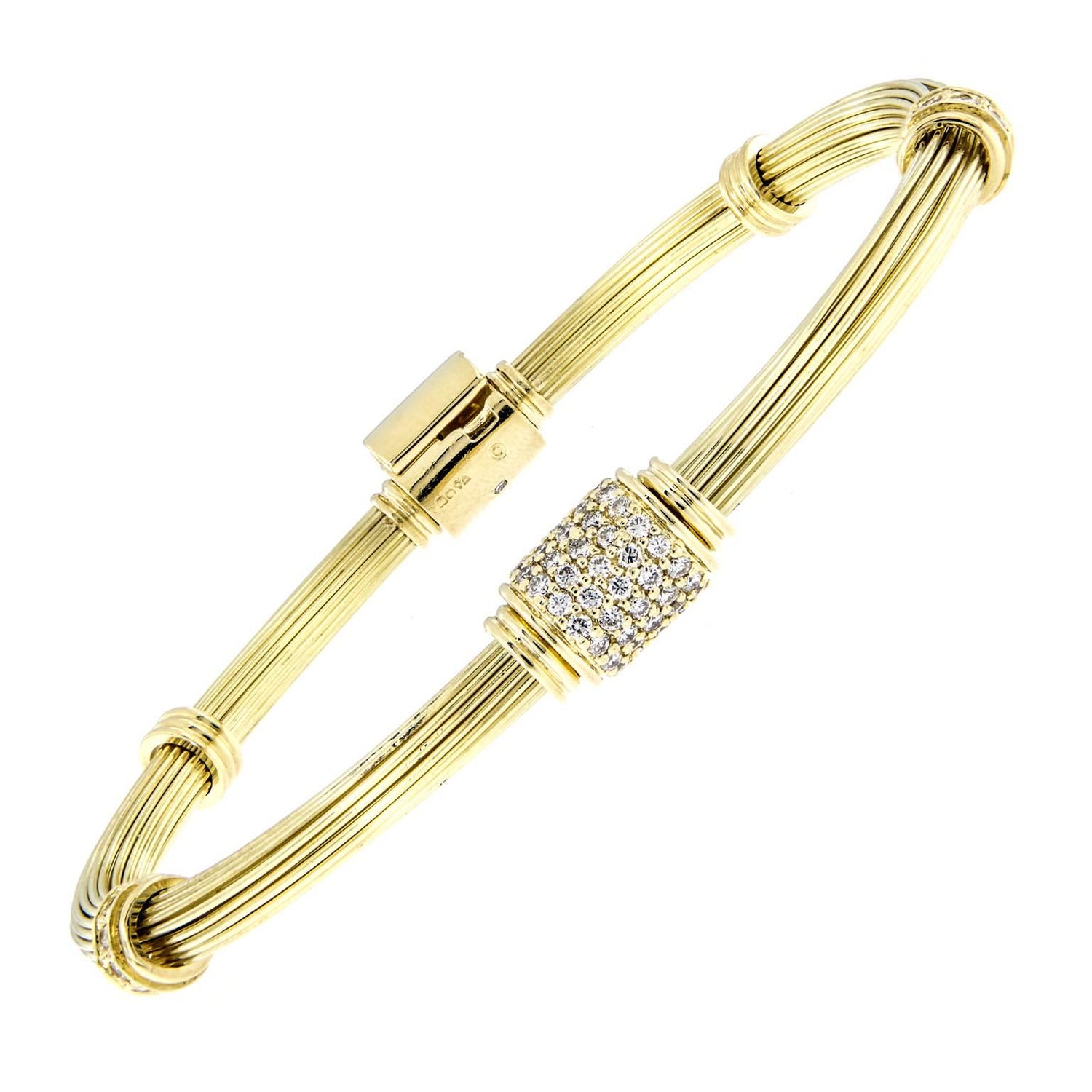 Elephant Hair Style 18 Karat Yellow Gold and Diamond Bracelet at 1stDibs |  elephant gold bracelet