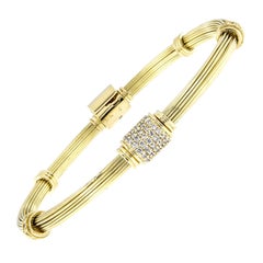 Elephant Hair Style 18 Karat Yellow Gold & Diamond Bracelet