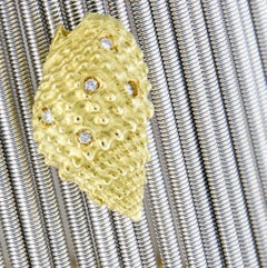 Italian Flexible Gold Diamond Wide Cuff Bracelet