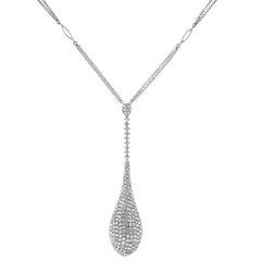Diamond Pave Teardrop White Gold Chain Necklace