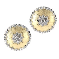 Italian Gold Diamond Button Earrings
