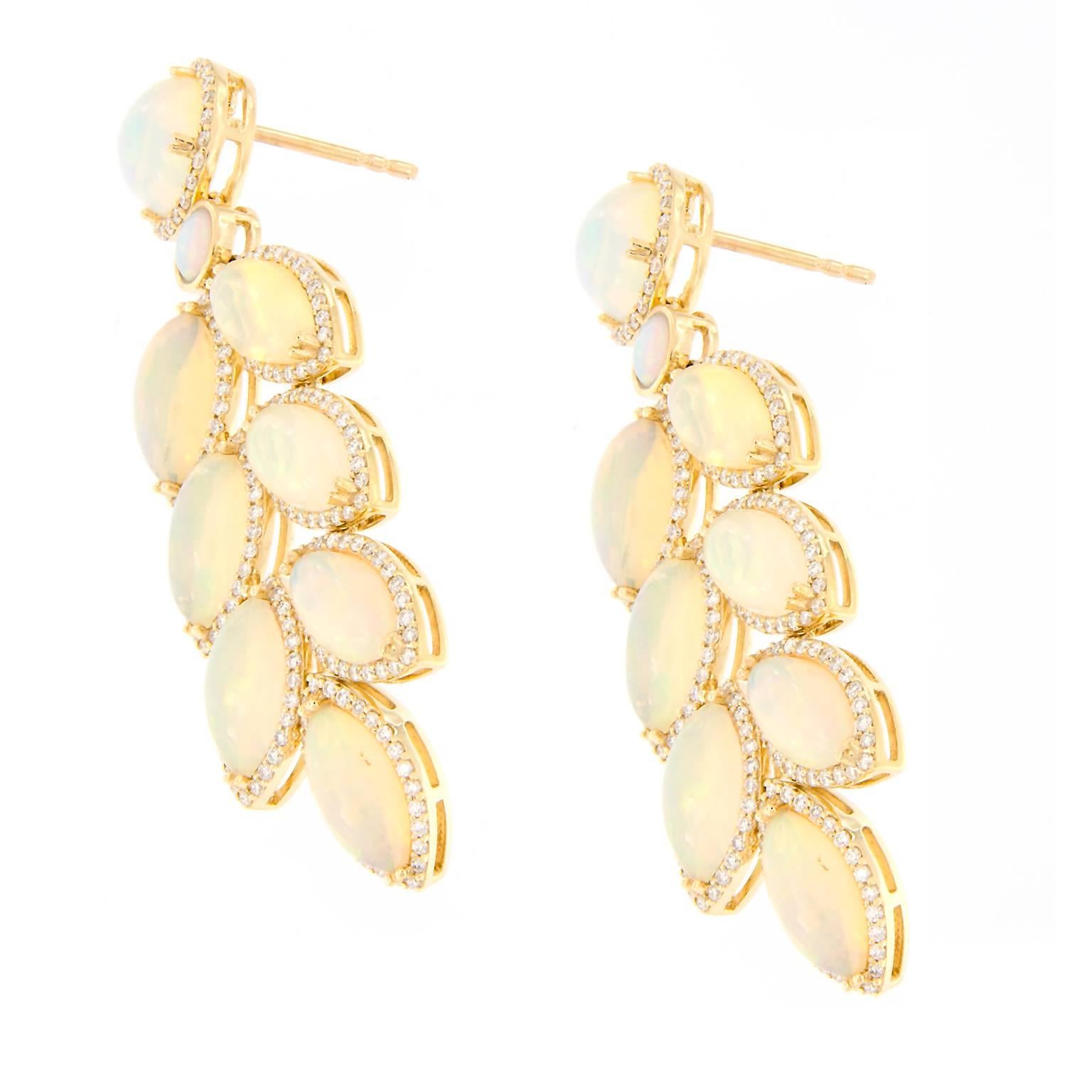 Goshwara Opal Diamond Dangle Drop Earrings In New Condition In Troy, MI