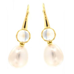 Assael Moonstone South Sea Pearl Drop Earrings