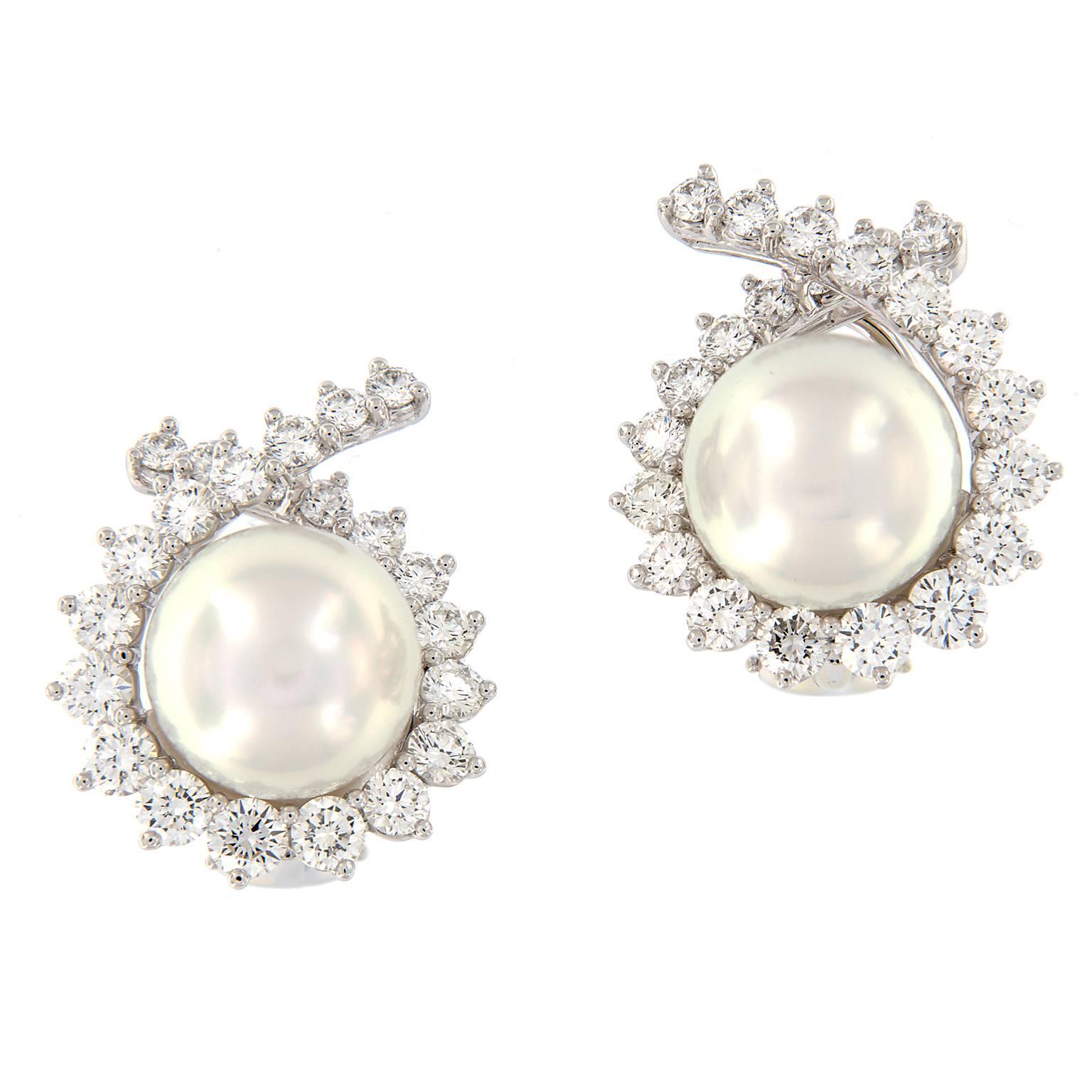 Angela Cummings South Sea Pearl Diamond Earrings