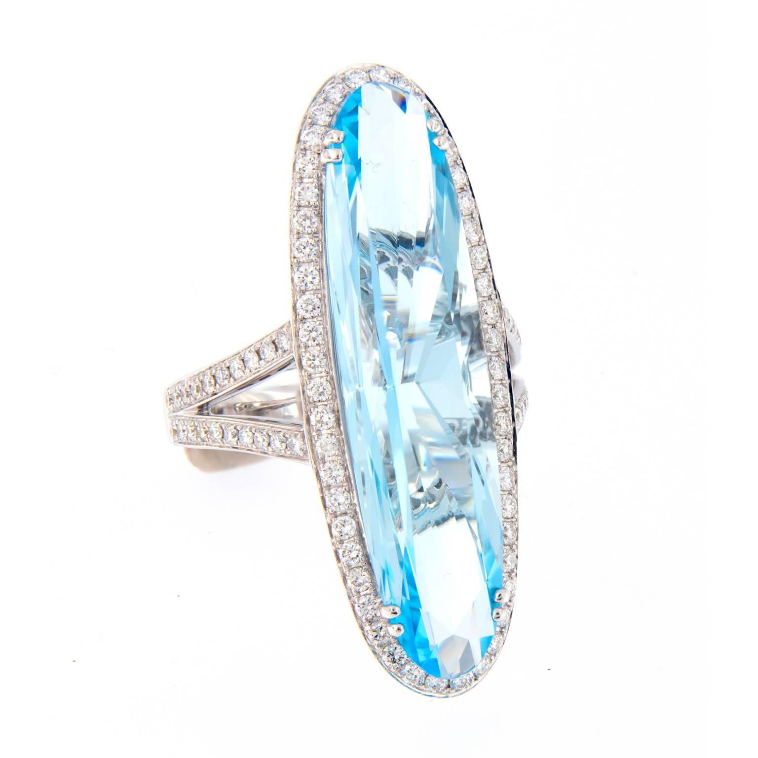 Blue Topaz Diamond Cocktail Ring