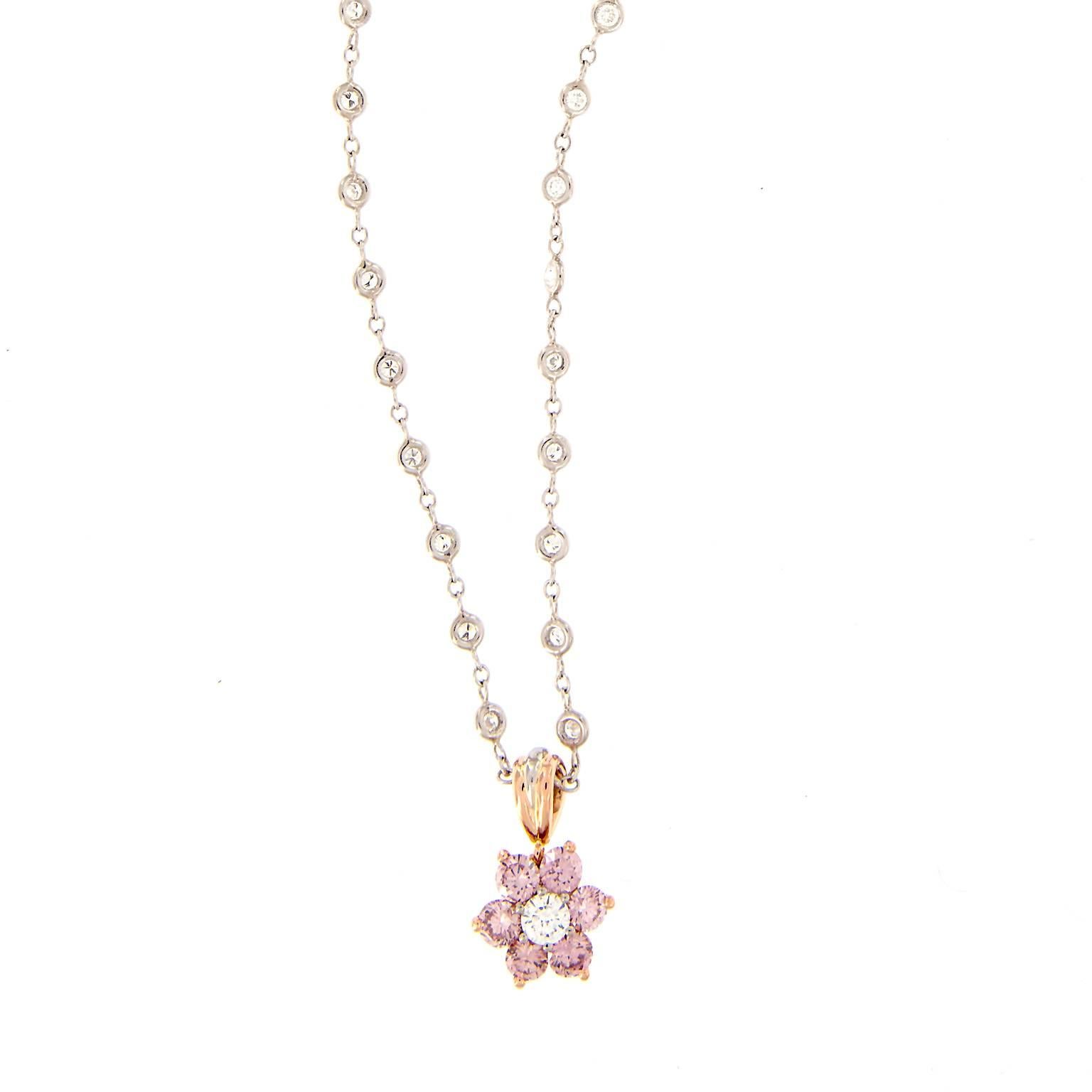  Retired Argyle Mine 3/4Ct Fancy Pink Diamond Rose Gold Platinum Necklace