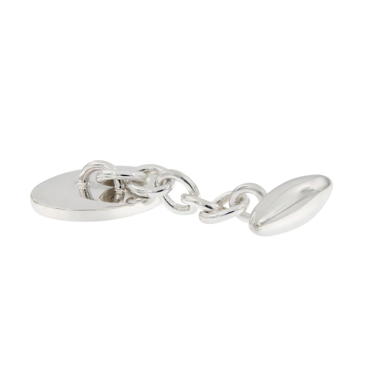 Sterling Silver Double Oval Torpedo Chain Link Cufflinks at 1stDibs