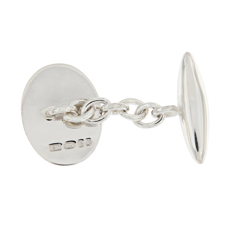 Sterling Silver Double Oval Torpedo Chain Link Cufflinks at 1stDibs