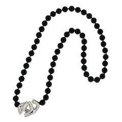 Tiffany & Co. Paloma Picasso Sterling Silver Onyx Bead Necklace