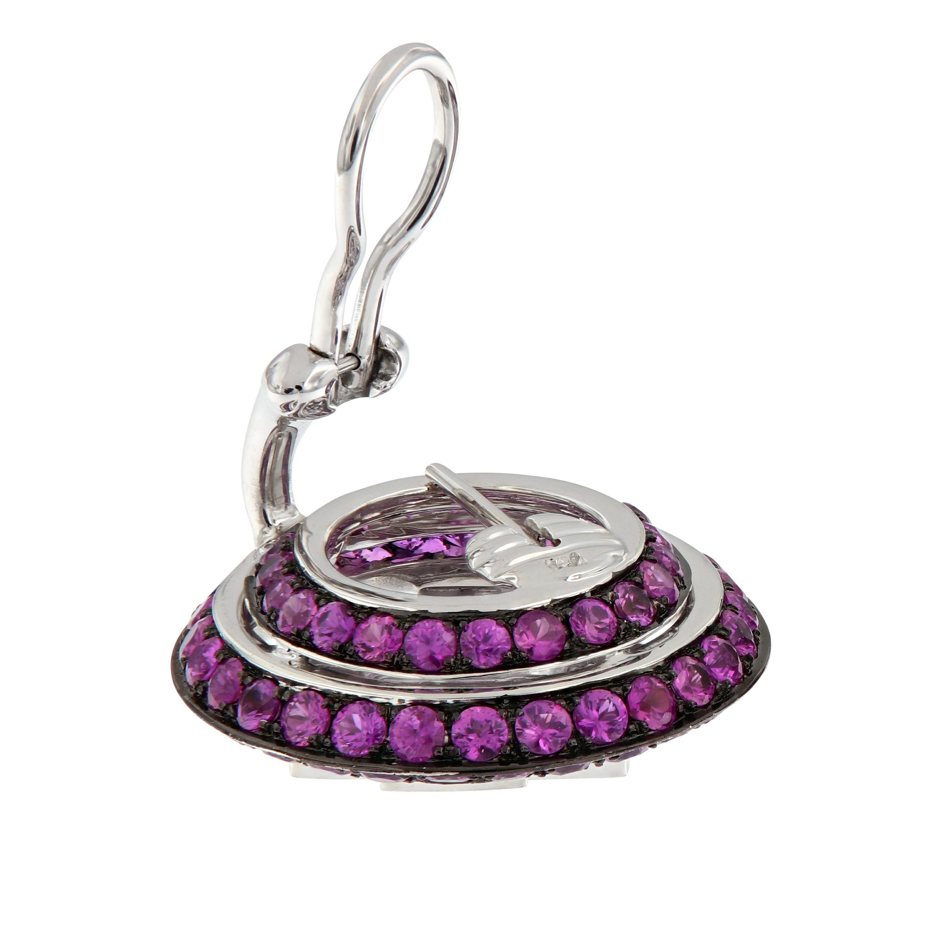 Women's Pink Sapphire Diamond Button Earrings For Sale