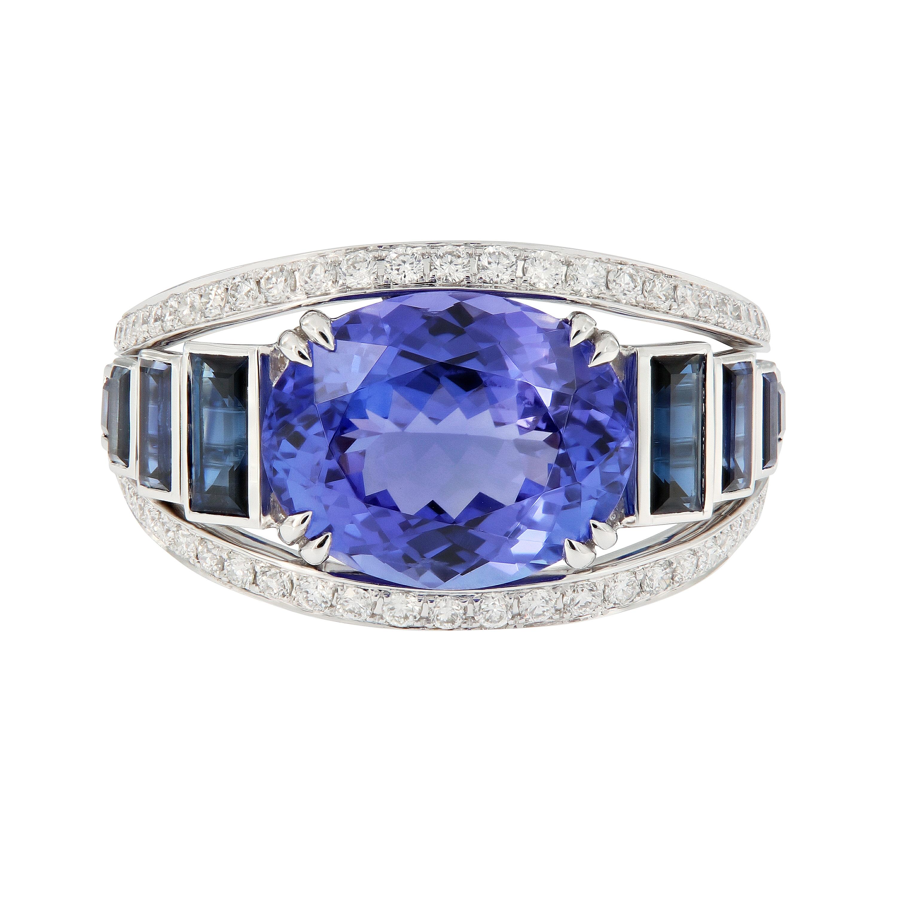 Suarez Tanzanite Sapphire Diamond Band Ring