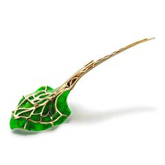 Turquoise Tourmaline Diamond Gold Calla Lily Brooch