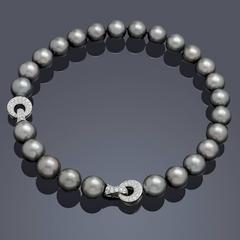 Angela Cummings Tahitian Pearl Diamond Platinum Necklace