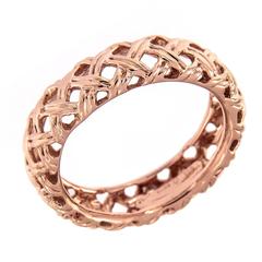 Jean Vitau Rose Gold Basket Weave Ring 12