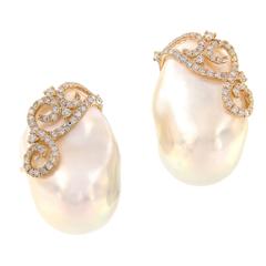 Baroque Pearl Diamond Earrings