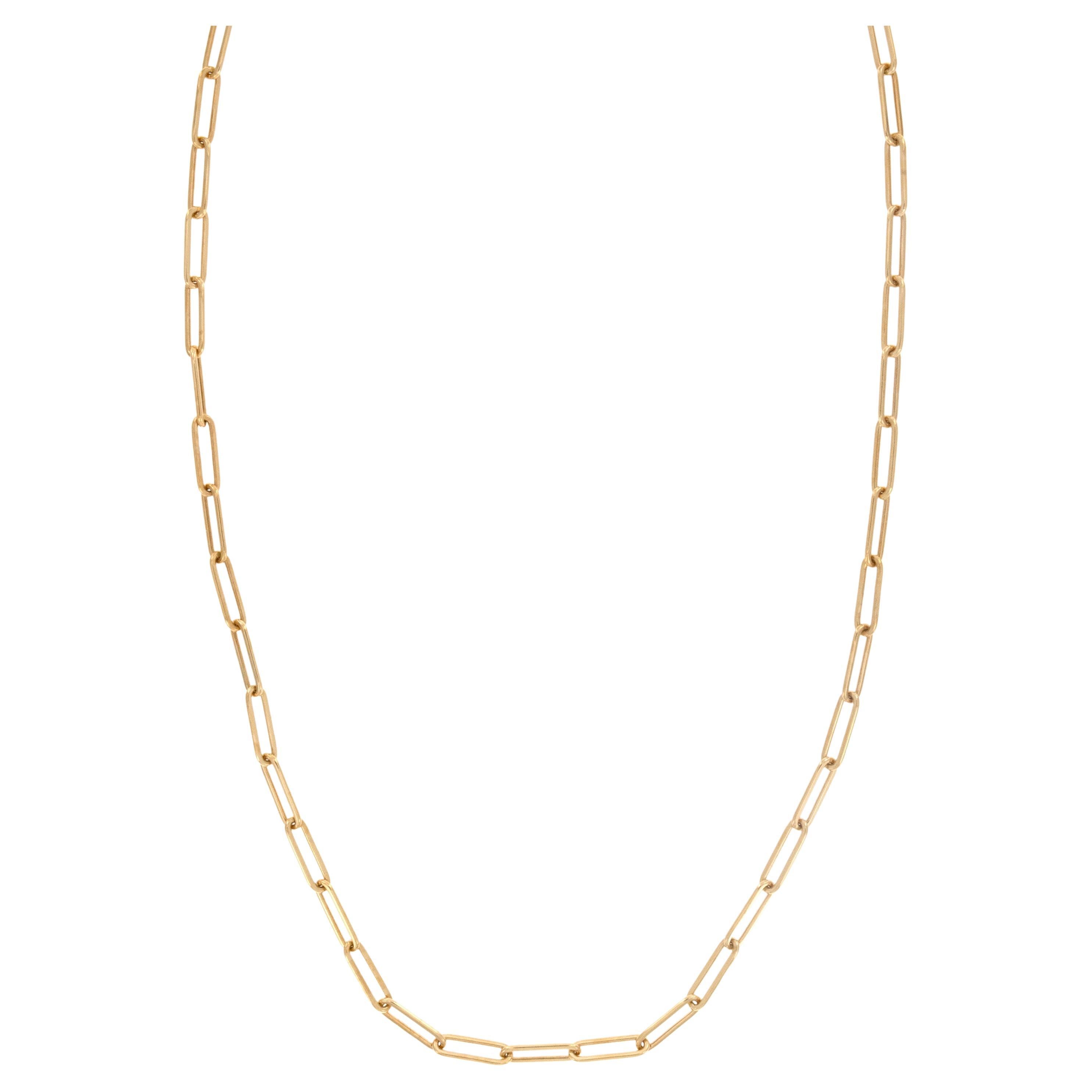 Rarement vu, Collier en chaîne de trombones en or jaune 18 carats massif fait à la main