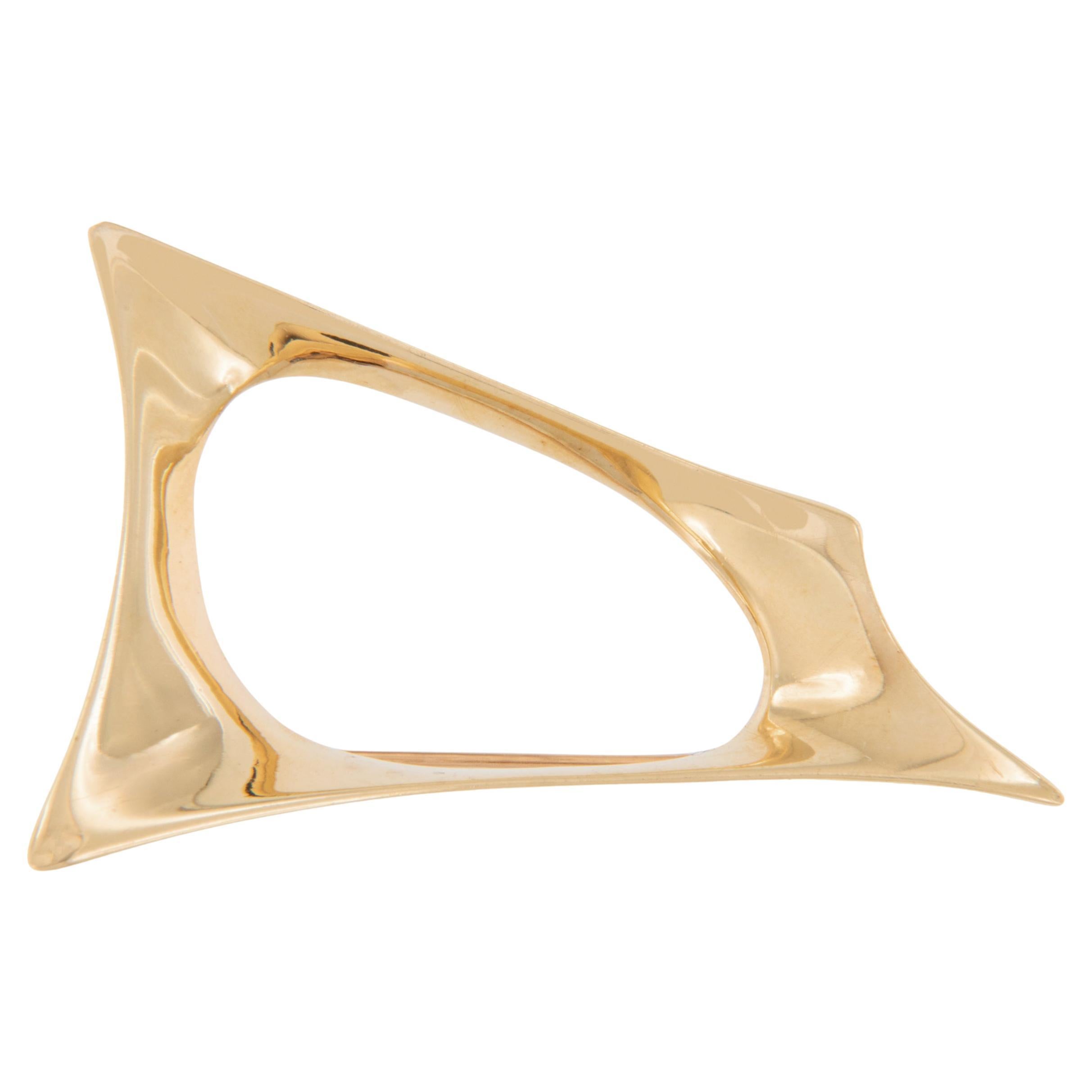 Seltene Brosche von Russell Seacrest aus 14 Karat Gelbgold aus der Zeit der Moderne