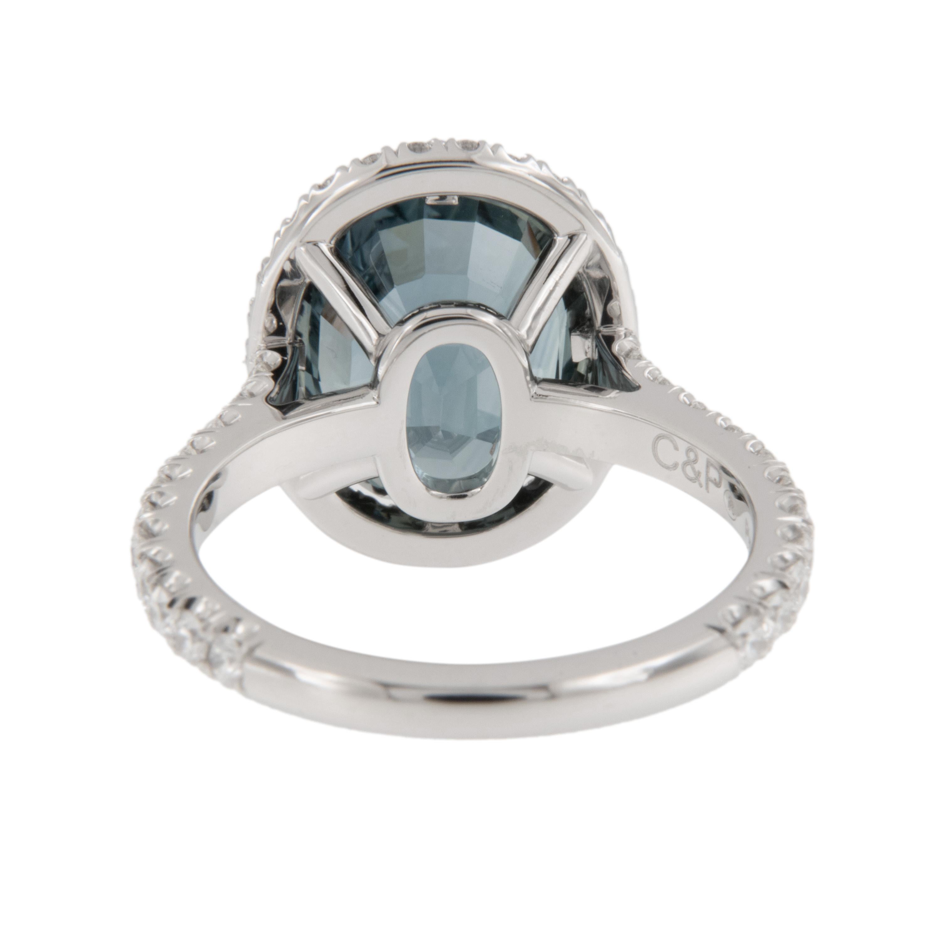 Bague en platine, bleu persan, saphir GIA et diamant, fabriquée à la main Neuf - En vente à Troy, MI