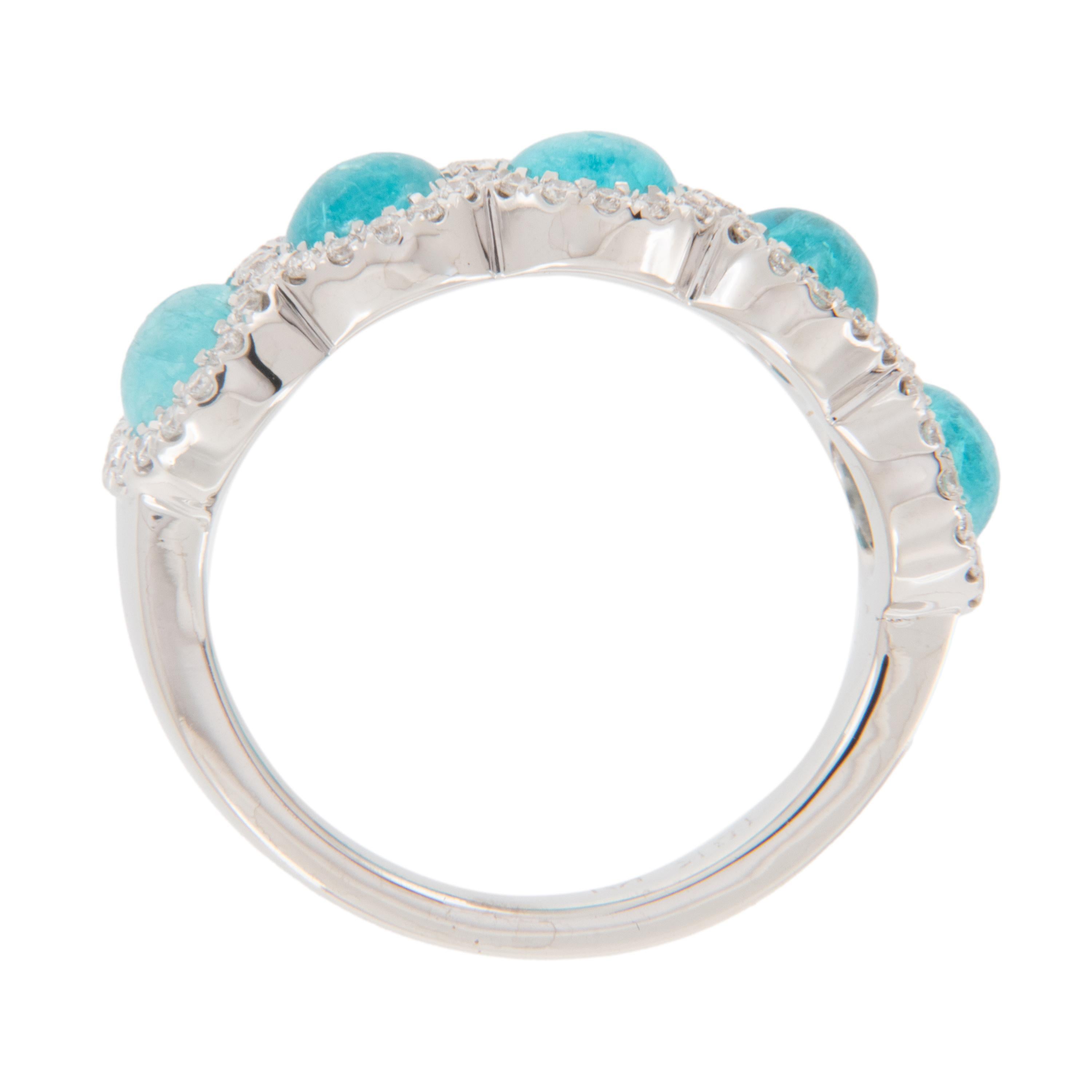 Contemporain Bague en or blanc 18 carats avec tourmaline brésilienne Paraiba et diamant en vente