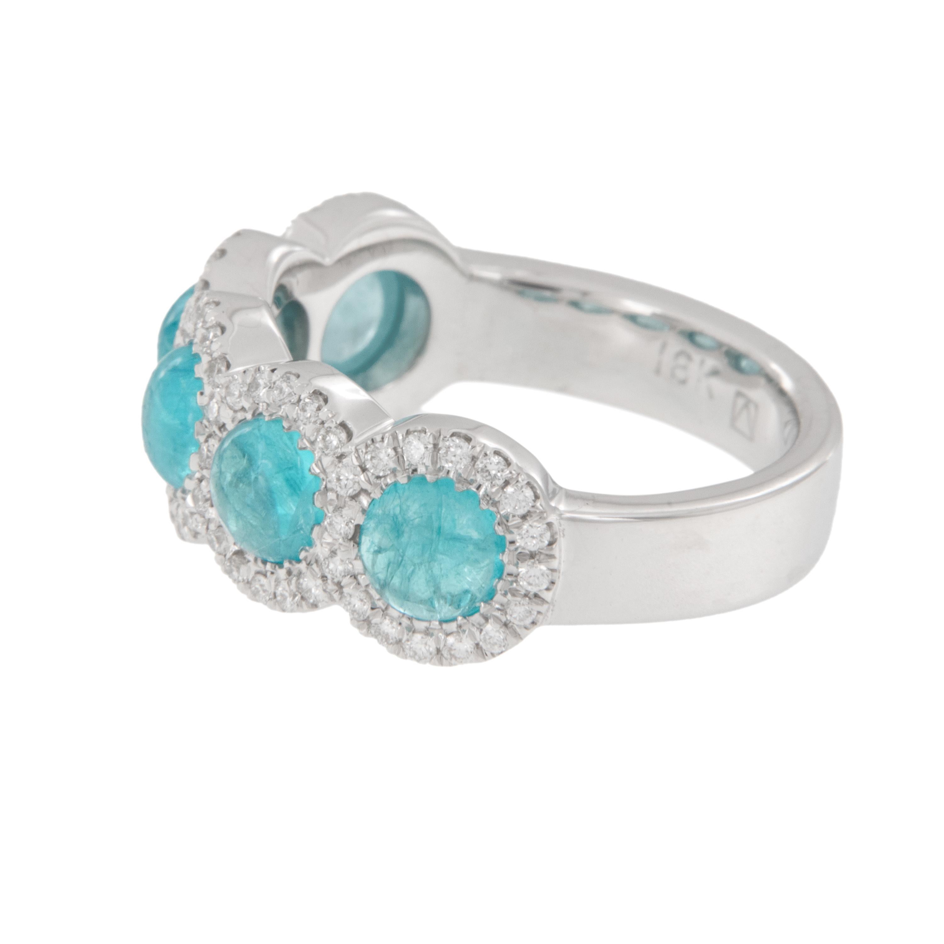 Bague en or blanc 18 carats avec tourmaline brésilienne Paraiba et diamant Excellent état - En vente à Troy, MI