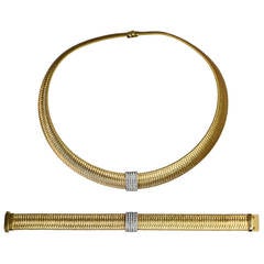 Roberto Coin Diamond Gold Necklace and Bracelet Set