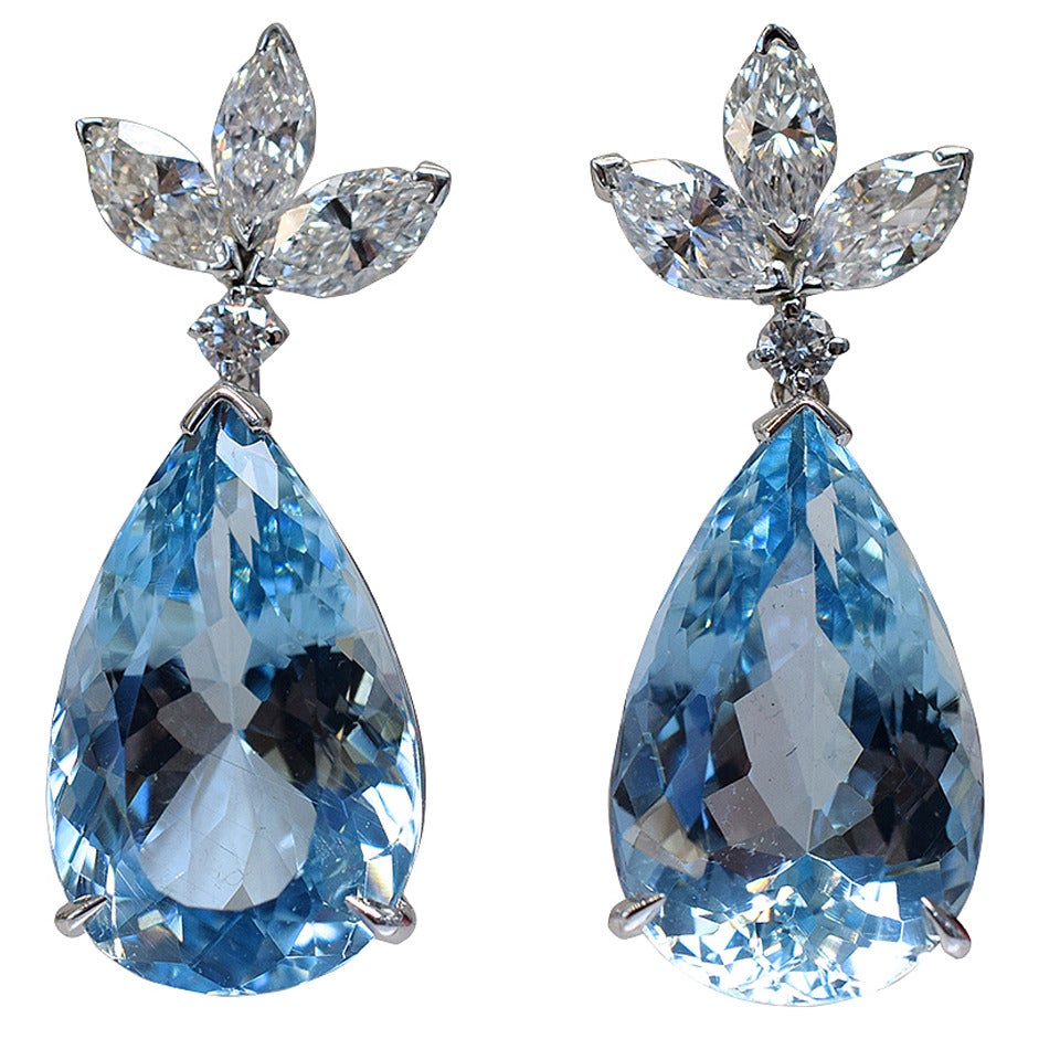 NALLY  Aquamarine & Diamond Earrings