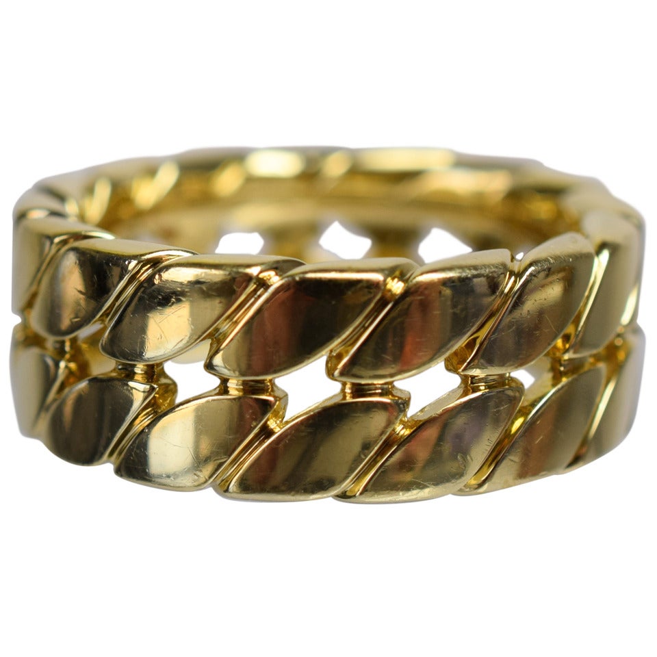 David Yurman Curb Chain Gold Band Ring