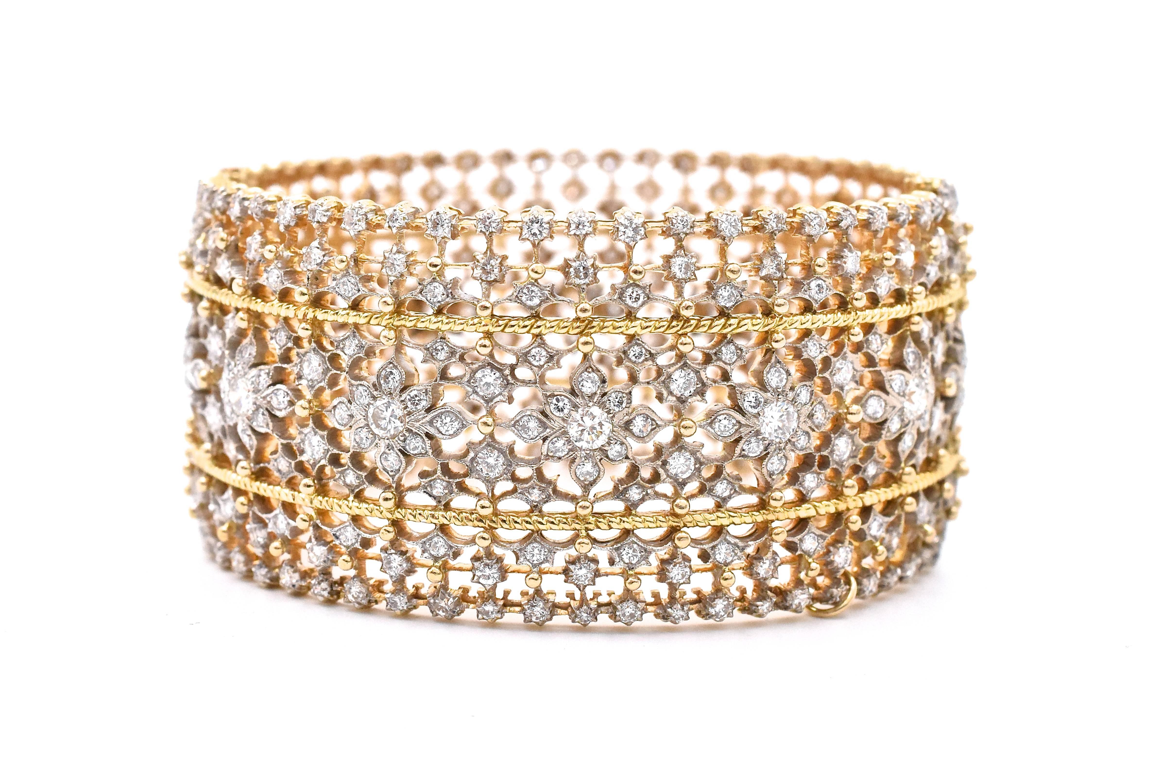 Diamond Gold Cuff Bangle Bracelet 3
