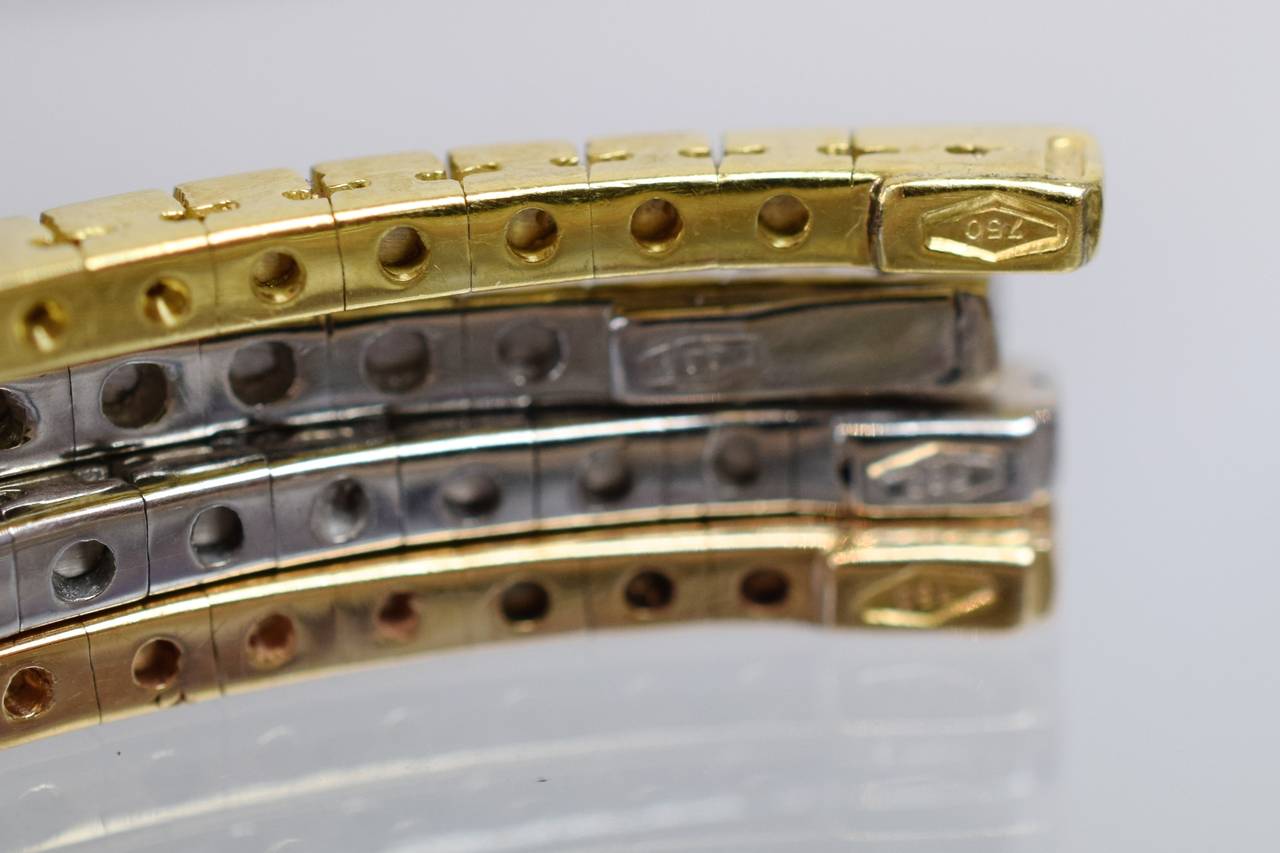 Diamond and Tricolor Sapphire Gold Bangle Bracelets 1