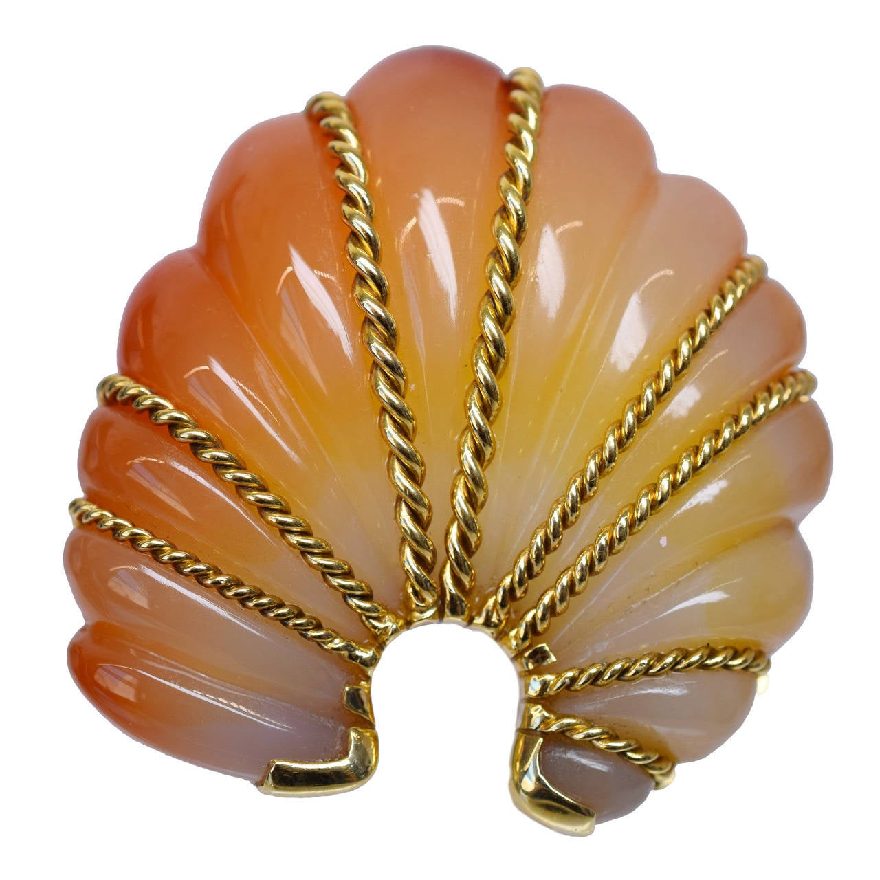Seaman Schepps Carnelian Seashell Brooch For Sale at 1stDibs