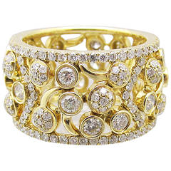 Diamond Gold Bubble Design Band Ring