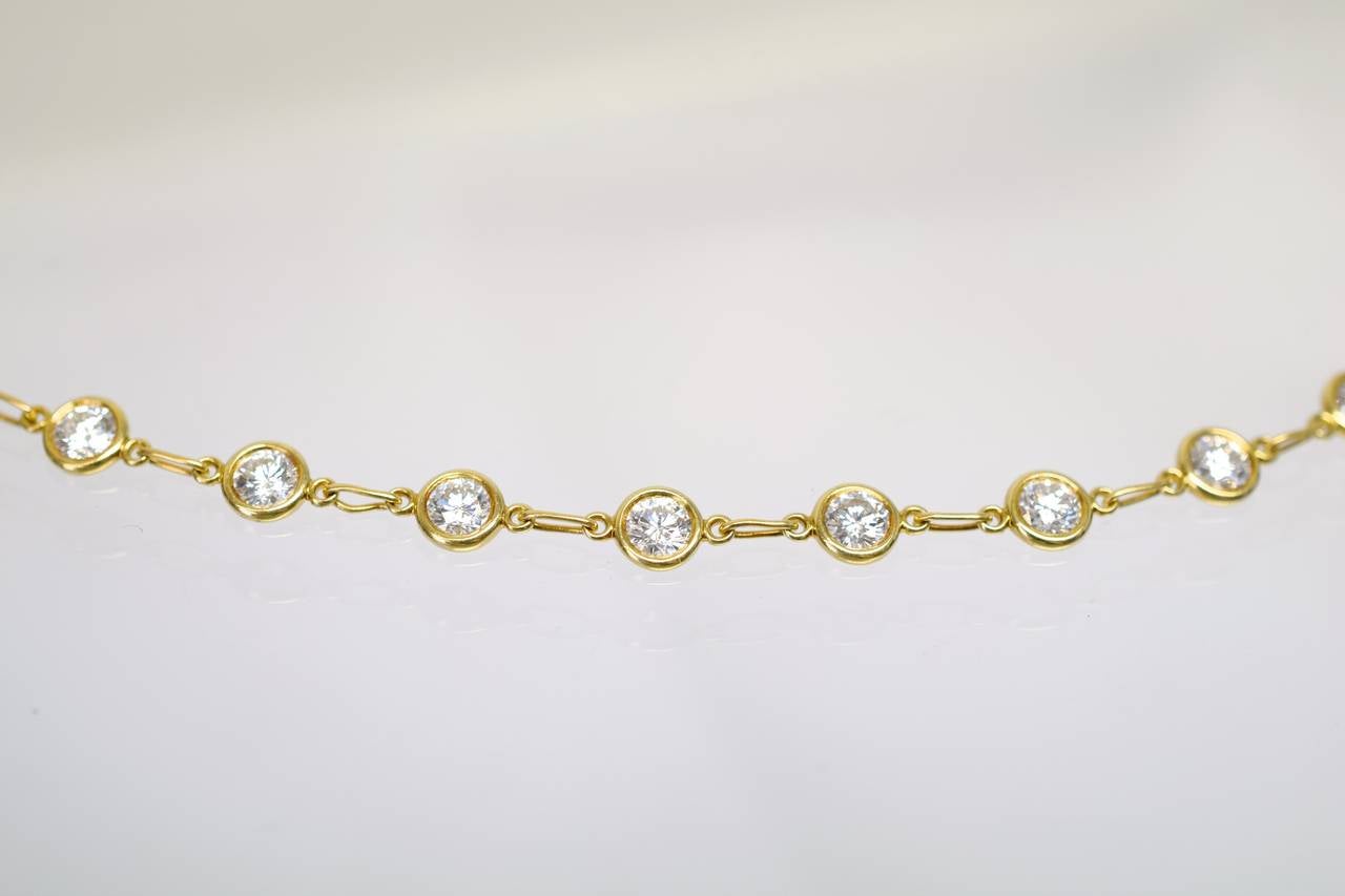 Tiffany & Co. Elsa Peretti Diamond Gold Necklace In Excellent Condition In New York, NY