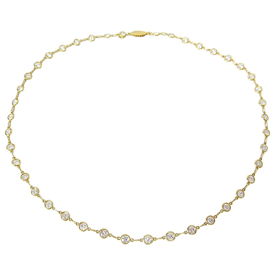 Tiffany & Co. Elsa Peretti Diamond Gold Necklace