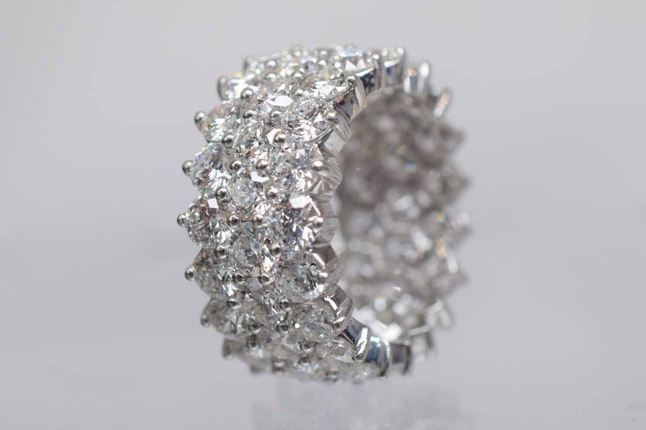 Three Row Diamond Platinum Eternity Band
