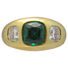 Retro Tiffany & Co  Emerald & Diamond Ring