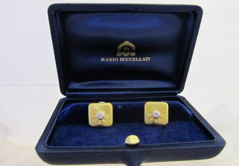 Buccellati Diamond and Gold Cufflinks For Sale at 1stDibs