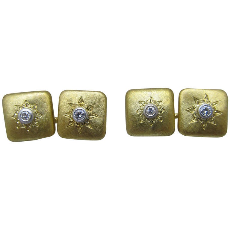 Buccellati Diamond and Gold Cufflinks