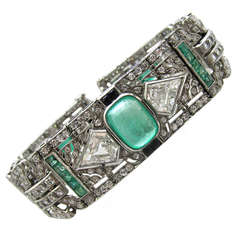Art Deco Diamond & Emerald Bracelet 2