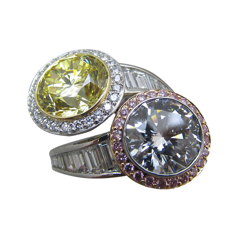 NALLY  G.I.A. Blue and Vivid Yellow Diamond Ring