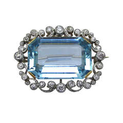Art Deco Aquamarine and Diamond Brooch 10
