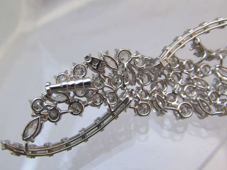 Artist Harry Winston Diamond Platinum Wave Brooch For Sale