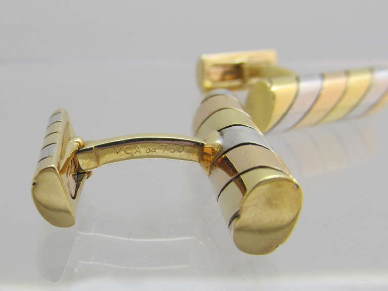 Women's or Men's Van Cleef & Arpels Tri Color Gold Cufflinks