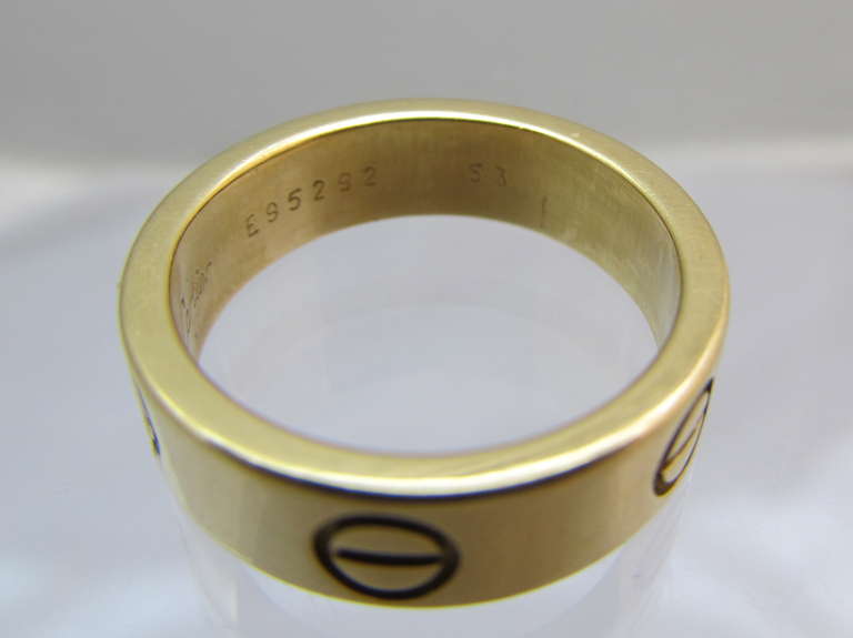 Cartier Gold Love Band In Excellent Condition In New York, NY