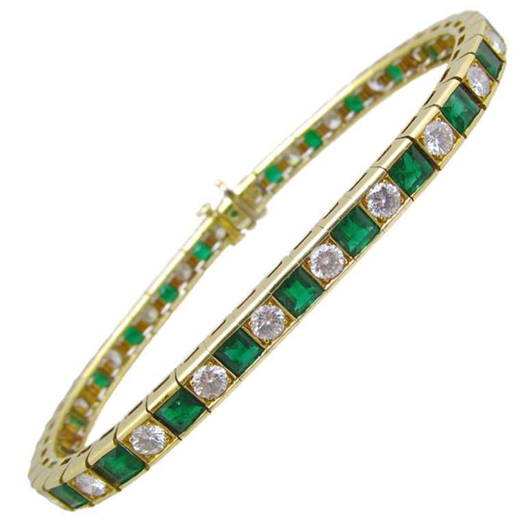 Harry Winston Emerald Diamond Line Bracelet
