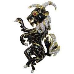 David Webb Enamel Ruby Diamond Brooch 9