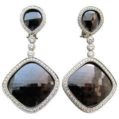 Black Rose Cut Diamond Pendant Earrings 12